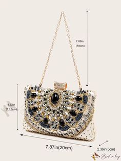 Bird in Bag - Rhinestone Decorative Chain Box Bag - Ideal for Weddings, Proms, and Parties Gold Crystal Bags For Prom, Rectangular Rhinestone Clutch For Prom, Gold Crystal Evening Bag For Prom, Rectangular Evening Bag With Bling For Events, Bling Rectangular Evening Bag For Events, Rectangular Bling Evening Bag For Events, Crystal Rectangular Evening Bag For Weddings, Rectangular Crystal Evening Bag For Wedding, Rectangular Wedding Clutch With Rhinestones