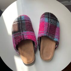 Brand New, Never Worn Uo Fuzzy Plaid Clogs In A Woman’s Size 6. Sadly These Don’t Fit Me But They Are Such A Fun Pop Of Color/Pattern To Add To Outfits Casual Multicolor Slippers With Rubber Sole, Comfortable Multicolor Clogs With Cushioned Footbed, Casual Multicolor Slippers With Cushioned Footbed, Comfortable Pink Slippers With Cushioned Footbed, Casual Pink Slippers With Textured Footbed, Casual Multicolor Mules With Rubber Sole, Comfy Pink Slippers With Cushioned Footbed, Comfortable Pink Clogs With Cushioned Footbed, Pink Slippers With Rubber Sole And Round Toe