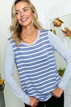 STRIPE JERSEY MIXED ROUND NECK LONG SLEEVE TOP Style: Casual Print / Pattern: Stripe Fit: Regular Neck Line: Round Neck Sleeve: Long Sleeve Lining: No Made In: Made In U.S.AFabric Contents: 95% Rayon 5% SpandexNon-sheer fabricCare Instructions: Machine wash cold, Do not bleachSize Measurement (inch): S: 36.0-38.0 (Bust), null (Waist), null (Hips), null (Length) M: 38.0-40.0 (Bust), null (Waist), null (Hips), null (Length) L: 40.0-42.0 (Bust), null (Waist), null (Hips), null (Length) Round Neck Long Sleeve Top, Stripe Long Sleeve, Striped Jersey, Long Sleeve Striped Top, Mock Neck Top, Romper With Skirt, Sheer Fabrics, Print Pattern, Striped Long Sleeve