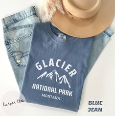 Glacier National Park Comfort Colors shirt is designed to keep you comfortable while hiking or camping. It is unisex so it fits great on both men and women. Wear this to show your pride in one of our nations most beautiful national parks located in Montana. Get this shirt just in time for your next adventure or vacation. Other colors available upon request. Just check our color chart and inquire for availability by sending a message.  To find the shirt colors, click on the color choices listed. National Park Tshirt, Montana Shirt, National Park Shirt, Glacier National Park Montana, Comfort Colors Tshirt, Comfort Colors Shirt, Glacier National, Comfort Colors Tee, Glacier National Park