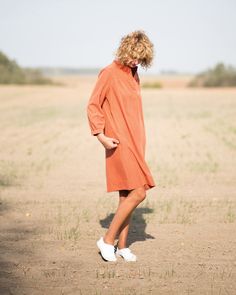 Burnt Orange Color, Lithuania, We Wear, Tunic Dress, Burnt Orange, Orange Color, Duster Coat, Length Sleeve, Ships