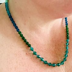 Multi-colored Gemstone Necklace. Vibrant Blue Green and Teal - Etsy Beads Long Necklace, Teal Necklace, Walla Walla, Green Beads, Jewellery Ideas, Silk Cord, Beads Handmade, Cute Sets, Emerald Gemstone