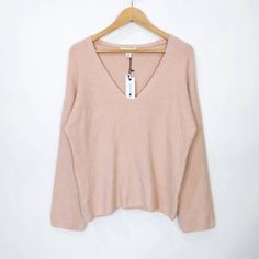 Please Check The Measurements Below To Make Sure It's A Perfect Fit For You Treasure & Bond V-Neck Sweater Creamy Pink - New With Tags - Size M - Color: Creamy Pink - 55% Cotton, 26% Polyester, 11% Nylon, 5% Wool, 3% Spandex - V-Neck - Long Sleeves - Ribbed Knit - Slouchy Dropped Shoulders - Pit To Pit 22" - Shoulder To Hem 26" Trendy Pink V-neck Sweater, Pink Stretch V-neck Sweater, Feminine Pink V-neck Sweater, Bond Woman, Coral Sweater, Black Pullover Sweater, Neck Cream, Cashmere Blend Sweater, Small Sweater