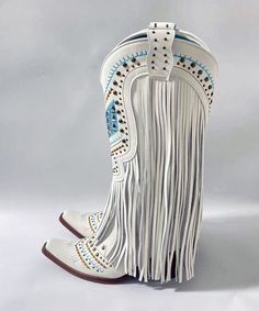 Stylish White Splicing Chunky Boots Tassel EmbroideryMade of:-Faux Leather Upper.-Rubber sole- cushioned insole.3.14"/8cm Chunky Heel Tassel Embroidery, Autumn Outwear, Funky Shoes, Tunic Pattern, Chic Leather, Linen Maxi Dress, Black Faux Fur, Chunky Boots, Linen Dresses