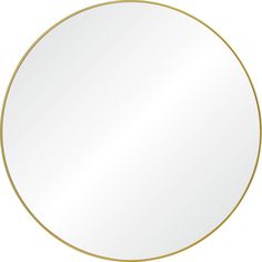 a round white mirror with gold trim