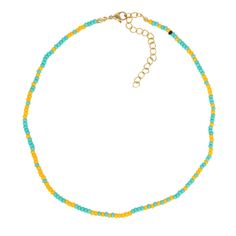 3mm teal and yellow seed bead no custom sizes 3 inch extender Yellow Beaded Necklace With Letter Beads For Beach, Turquoise Beaded Necklace With Gold Round Beads, Adjustable Yellow Single Strand Beaded Necklaces, Adjustable Single Strand Yellow Beaded Necklaces, Yellow Beach Necklace With Spacer Beads, Yellow Beaded Necklace With Spacer Beads, Yellow Beaded Necklace For Beach, Adjustable Yellow Single Strand Beaded Necklace, Adjustable Yellow Necklace With Spacer Beads