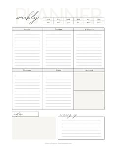 the printable planner is shown in black and white