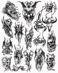 various tattoo designs on white paper