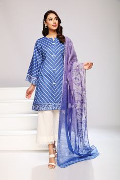 Nishat Linen 42201468 Blue Mid Summer 2022 Casual Blue Printed Lawn Suit, Summer Blue Digital Print Lawn Suit, Bohemian Blue Semi-stitched Lawn Suit, Nishat Linen 2023 Summer Collection, Elegant Blue Semi-stitched Lawn Suit, Girls Frock Design, Textile Pattern Design, Shalwar Kameez, Frock Design