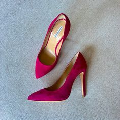 Like New Unworn Eu Size 35/Us Size 5 Fuchsia Suede Stiletto Pumps. Gorgeous Heels And Unworn. There Are Some Sticker Residue On The Bottom Of One Of The Heels. Love These So Much, But Are Slightly Too Small For Me. Elegant Pink Court Shoes With Sculpted Heel, Pink Closed Toe Heels For Galas, Pink Formal Court Shoes With Deep Heel Cup, Formal Pink Court Shoes With Deep Heel Cup, Elegant Pink Court Shoes With 4-inch Heel, Pink Almond Toe Court Shoes For Evening, Elegant Pink Court Shoes For Evening, Elegant Pink High Heel Court Shoes, Armani Shoes