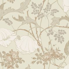 a wallpaper with flowers and leaves on it