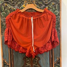 These Were Most Likely A Sample And Do Not Have Any Tags Whatsoever. They Are Really Soft With A Sexy Lace Detail. Fits S-M Drawstring Elastic Waistband. Red Lace Trim Summer Bottoms, Reddish Orange, Sleep Shorts, Orange Red, Lace Detail, Women's Intimates, Pajamas, Sleep, Elastic