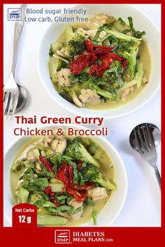 Diabetes friendly low carb meal: Green-Chicken-Curry https://diabetesmealplans.com/recipes/ Green Chicken Curry, Thai Green Chicken Curry, Green Curry Chicken, Green Chicken