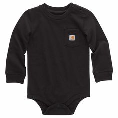 Carhartt is uncomplicated. This kids' bodysuit proves that motto. The patch pocket with a stitched-on logo is all it really needs to get the point across. Soft cotton feels comfortable. And snaps make quick changes fast and easy. End of story.FeaturesMidweight, 100% cotton jerseyRib-knit crewneck and cuffs hold their shape throughout the dayShoulder and crotch snaps for easy on and offLeft-chest pocket with sewn-on Carhartt labelCountry of Origin: Imported | Carhartt Baby's Cotton Kids' Long-Sle Baby Carhartt Outfit, Western Baby Boy Clothes, Country Baby Boy Outfits, Cruz Outfits, Baby Boy Essentials, Baby Boy Stuff, Baby Carhartt, Carhartt Baby Boy, Infant Boy Clothes