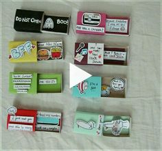 Matchbox Crafts For Friends, Fun Little Gifts, Cute Match Box Ideas, Diy Small Birthday Gifts, Cute Matchbox Gifts, Matchbox Cards Diy, Small Diy Gifts For Best Friend, Matchbox Gifts Diy, Matchbox Diy Gift