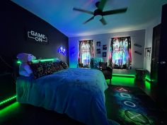 Gamer Xbox PlayStation video games led led lights boys bedroom girls bedroom game cool neon fun teenager Arcade Bedroom Themed Rooms, Gaming Bedroom Theme, Gaming Bedroom Decor Ideas, Diy Gamer Decor Bedroom, Fortnight Room Ideas, Xbox Themed Bedroom, Bedroom Ideas For 9 Yrs Old Boy