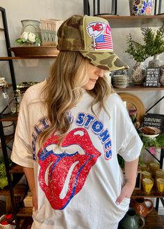 Rock out in style with the Rolling Stones Graphic T-shirt Dress. This playful dress features short sleeves and a round neck, making it the perfect choice for a concert or a night out. Show off your love for the iconic band with this unique and quirky piece. 100% Cotton See size chart in photos. Hip Hop Style T-shirt For Summer Music Festival, Rock And Roll Style T-shirt For Summer Streetwear, Spring Rock Style Crew Neck T-shirt, Pop Culture T-shirt For Summer Concert, Summer Rock Style T-shirt For Streetwear, Trendy Summer Concert T-shirt, Trendy T-shirt For Summer Concert, Trendy Summer T-shirt For Concert, Hip Hop T-shirt For Summer Music Festival