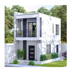 this is an artist's rendering of a two story house with balconies