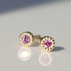 New! Vivifry.Com Sold As A Pair Please Note: Backs Will Not Be Included. (Sorry, Ran Out!) Details: 14k Yellow Gold 1.5mm Pink Sapphire Dainty Pink 14k Gold Earrings, Pink Birthstone Round Earrings, Pink Round Birthstone Earrings, Turquoise Stone Earrings, Green Aventurine Stone, Sapphire Earrings Studs, Cameo Earrings, Sapphire Studs, Bride Earrings