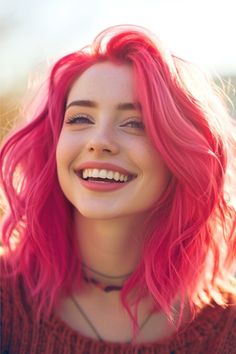 Fuchsia Pink Hair Color Idea. Flamingo Hair, Bright Pink Hair, Pink Hair Color Ideas, Twist Box Braids, Pink Hair Color, Side Swept Curls, Pink Blonde Hair, Pink Hair Dye, Blonde With Pink