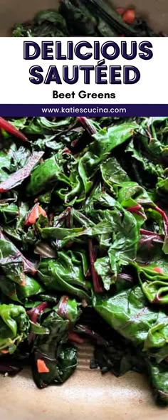 a pile of leafy greens sitting on top of a wooden cutting board