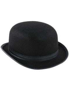 Check out Bowler Hat - Low Crown - 2018 Costume Accessories | Costume SuperCenter from Costume Super Center Wholesale Hats, Black Top Hat, Crown Hat, Bowler Hat, Silver Tops, Red Band, Costume Hats, Black Felt, Derby Hats