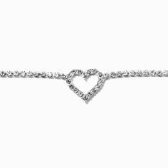 Claire's Silver-tone Rhinestone Heart Pendant Choker Necklace Piercing Kit, Pendant Choker Necklace, Heart Choker Necklace, Heart Choker, Pendant Choker, Rhinestone Choker, Fashionable Jewelry, Jewelry Images, Rhinestone Heart