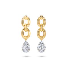 Luxury Pear-shaped Gold Jewelry, Macy's Luxury Fine Jewelry Hoop Earrings, Almond Shaped Earrings, Luxury Pear-shaped Gold Earrings, Luxury Modern Pear-shaped Earrings, Luxury Pear-shaped Hoop Earrings For Women, Illusion Earrings, Pear Cut Diamond, Marquise Cut Diamond