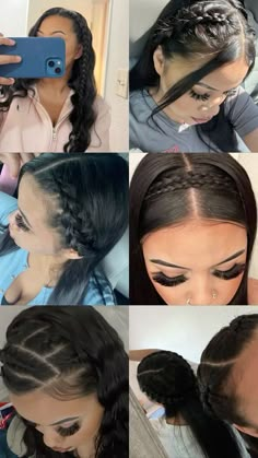 Cute Hairstyles For Party Ideas, Side Part With Braids On The Side, Medium Length Hairstyles For Straight Hair, Hairstyles With Dutch Braids, Side Part Braided Hairstyles, Back To School Hairstyles Straight Hair, Braid Across Head, Football Game Hairstyles Highschool, Hairstyles For Baseball Games