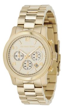 Michael Kors Runway Ladies Watch MK5055Ladies Gold Plated Bracelet Champagne Chrono Dial Please re-pin 😍💞 pocket watch, michael kors watch, watches for men, watch dogs legion, cartier watch Michael Kors Runway, Watches Collection, Vintage Watches For Men, Stainless Steel Band, Watch Collection