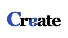 the word create is written in black and blue