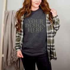 Bella & Canvas 3001 TShirt Mockup in dark gray heather, Bella Canvas heather grey T-shirt Mock up, Model tee Mockup, moody winter shirt mock image 1 Cabin Vibes, Winter Shirts, Grey T Shirt, Cozy Cabin