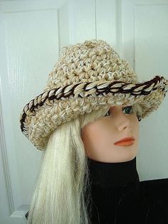 565 COWGIRL HAT, cowboy hat, adult size, women Crochet pattern by Emi Harrington Super Scarf Crochet Patterns, Crochet Cowboy Hats, Hats 2022, Cowboy Chaps, Cowgirl Skirt, Easy Crochet Hat Patterns, Crochet Slouch Hat, Super Scarf, Crochet Summer Hats