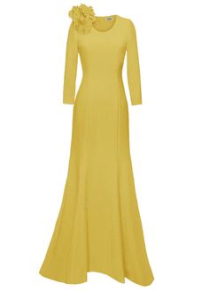 Nile Gown with 3/4 Sleeves Elegant Italian crepe gown with scoop neckline and 3/4 sleeves, flower detail on the shoulder. This minimalist fit and flare gown is the epitome of elegance and class. -3/4 sleeves - scoop neckline - Italian crepe fabric (customizable) - Fully lined with satin lining - invisible zipper in the Elegant Fitted Gown With 3/4 Sleeves, Fitted Bodice Gown With 3/4 Sleeves, Fitted Gown With 3/4 Sleeves For Gala, Fitted 3/4 Sleeve Gown For Gala, Fitted 3/4 Sleeve Gala Gown, Fit And Flare Gown, Flare Gown, Credit Card Online, Crepe Gown