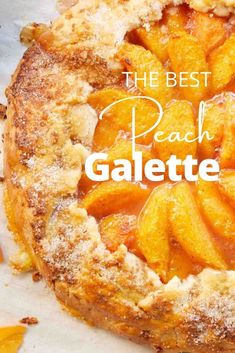 the best peach galette pie with powdered sugar on top is ready to be eaten