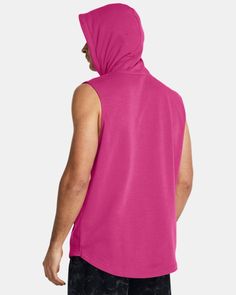 Lightweight French Terry has a smooth outer layer & a warm, soft inner layer|Material wicks sweat & dries really fast|Front kangaroo pocket|Dropped, shaped hem Hooded Athleisure Vest For Sports, Athleisure Hooded Sports Vest, Casual Sleeveless Hoodie For Workout, Casual Sleeveless Activewear For Outdoor, Casual Sleeveless Outdoor Activewear, Sleeveless Athleisure Top With Drawstring Hood, Hooded Sports Vest, Outdoor Sleeveless Moisture-wicking Activewear, Sporty Sleeveless Outdoor Tops