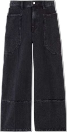 Utilitarian Style, Cropped Jeans, Recycled Cotton, Work Wear, Organic Cotton, Black