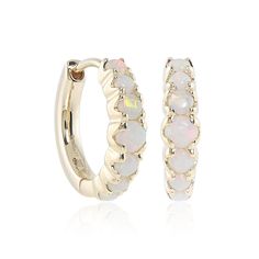 Gump's Signature Huggie Hoop Earrings in Graduated Opals Elegant Opal Hoop Earrings, Elegant Opal Huggie Earrings, Elegant Opal Huggie Jewelry, Pure Elegance, Signature Jewelry, Huggie Hoop Earrings, Personalized Monogram, Holiday Sales, Production Process