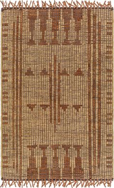 a brown and tan rug with fringes on it