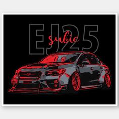 a black and red car with the words ej255 on it