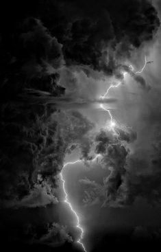 black and white photograph of lightning in the sky