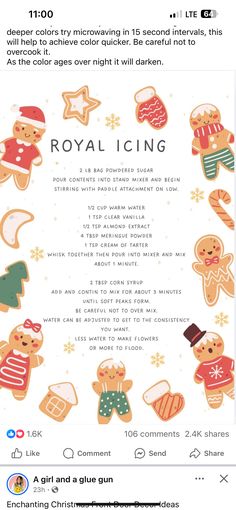 an ad for royal icing with gingerbreads and snowflakes on it