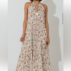 Never Worn Size Large White Long Dress For Garden Party, White Floral Print Maxi Dress, Off White Sleeveless Bohemian Midi Dress, Off White Maxi Dress With Floral Print, Off White Floral Print Maxi Dress, Off White Maxi Dress For Garden Party, White Bohemian Midi Dress, White Bohemian Midi Dress For Garden Party, White Long Boho Dress For Spring