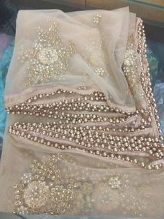 This is a Golden beige color Dupatta made on orders. It is made using dyeable net fabric with gold sequine embroidery all over. We make it colored as shown in the picture. Then we stitch a beautiful golden lace to all sides of it. Dupatta is having a length of 100 inches and width of around 40 inches. I don't keep it readymade I only make it exclusively for my customers. Can be fully customised. Moti Lace, Designer Dupatta, Bridal Dupatta, Suit Salwar, Lehenga Suit, Golden Lace, Zari Embroidery, Stole Scarf, Indian Dress