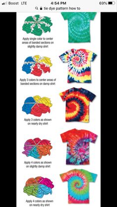 an iphone screen showing the instructions for how to tie - dyed t - shirt designs