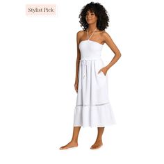 $93 La Blanca Women's White Seaside Strapless Gauze Cover-Up Dress Size Xs. Brand New! Has Pockets! Chic Beach Season Loungewear Dresses, Casual Summer Maxi Dress With Built-in Bra, Chic Bandeau Midi Dress For Summer, Stretch Bandeau Vacation Dresses, Stretch Bandeau Dress For Vacation, Vacation Stretch Bandeau Dress, Chic Bandeau Dress For Beach Season, Chic Bandeau Beach Dress, Strapless Stretch Beachwear Dress