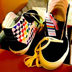 These 2021 Special Pride Edition Unisex Sneakers Feature Superstore Ankle Support And Ultracush Technology. Nwt Never Worn, The Leather Is Very Soft And Supple. The Checkered Colors Pops And The White Leather Is Bright! Come And Get Yourself Some Pride! Multicolor Skate Shoes With Rubber Waffle Outsoles For Streetwear, Multicolor Mid-top Skate Shoes With Laces, Multicolor Skate Shoes With Rubber Waffle Outsoles, Vans Multicolor Skate Shoes For Streetwear, Multicolor High-top Skate Shoes With Rubber Sole, Multicolor High-top Sneakers, Multicolor Mid-top Skate Shoes With Branded Insole, Multicolor Skate Shoes With Rubber Sole For Spring, Multicolor Rubber Sole Skate Shoes For Spring