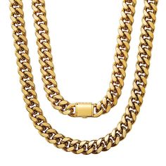 Men go crazy for these! Rapper Fashion Men's Stainless Steel Heavy Round Cuban Chain Necklace #jewelryartist #jewelrybox #jewelryfashion #jewelrylover #menjewelry #jewelrydesign #jewelrydesigner #jewelryph #jewelrytrends #jewelrylovers #jewelryaddict #jewelrymaking #jewelryart Gold Cuban Link Chain Necklace, Gold Cuban Link Necklace, Gold Cuban Link Stainless Steel Chain Necklace, Gold Stainless Steel Cuban Link Chain Necklace, Stainless Steel Cuban Link Chunky Chain Necklace, Cuban Link Stainless Steel Necklace With Gold Chain, Gold Stainless Steel Chunky Chain Necklaces, Gold Stainless Steel Chunky Chain Necklace, Gold Stainless Steel Cuban Link Necklace