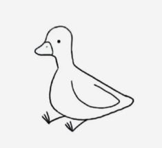 a drawing of a duck sitting on top of a white surface with the outline drawn