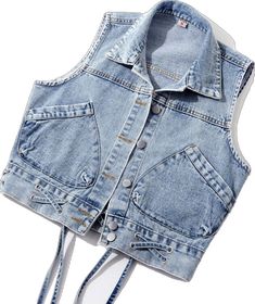 Lace Up Vest, Vintage Fitted Denim Vest With Button Closure, Casual Button-up Denim Vest With Button Closure, Vintage Denim Vest With Button Closure, Denim Gilet, Vintage Cotton Button-up Denim Vest, Fitted Denim Vest With Button-up Closure, Ladies Denim, Denim Waistcoat